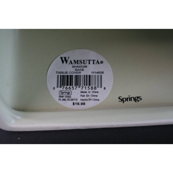 Wamsutta Shadow Sage Ceramic Tissue Box Cover Holder Green Springs 5.5" x 6" GUC - Picture 2 of 12